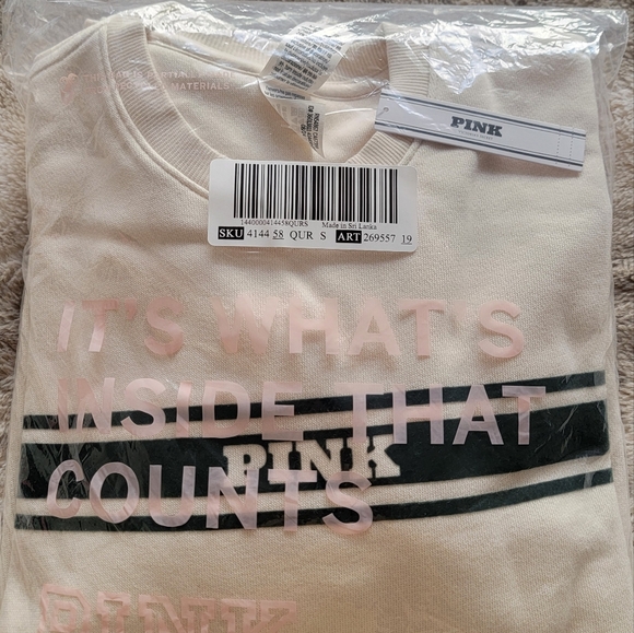 NWT Victoria's Secret PINK Ivy Fleece Classic Crew Sweatshirt, size S - Picture 6 of 8